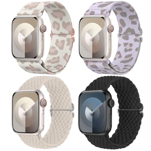 Image of Delidigi Stretchy Bands Compatible for Apple Watch Band Women 40mm 38mm 41mm 42mm 44mm 45mm 46mm 49mm, Nylon Braided Straps for iWatch Series 11 10 9 8 7 6 SE 5 4 3 Ultra 3 2 1
