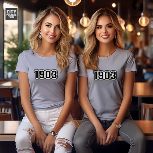 T-shirt pour femme gris mélangé mode vintage haut col rond imprimé 1903 - 6