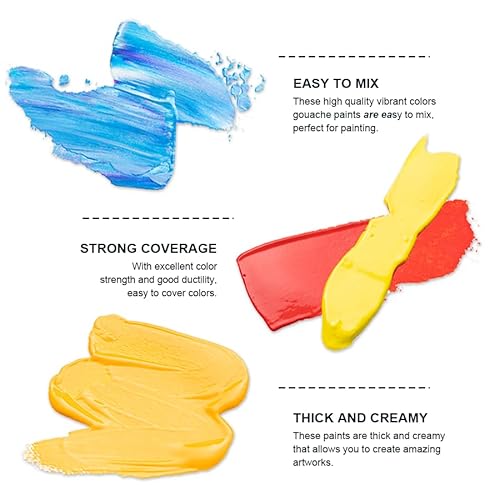 HIMI Conjunto de tubos de tinta guache - 24 cores 12 ml, com pigmentos ricos, tinta guache não tóxic