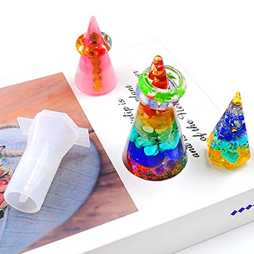 Diybravo 3 Pcs Hexagonal Cone Ring Holder Resin Mold Pyramid Candle Silicone Epoxy Resin Casting Mold For Making Ring Stand Holder Candles (Trasparente) #TOP2