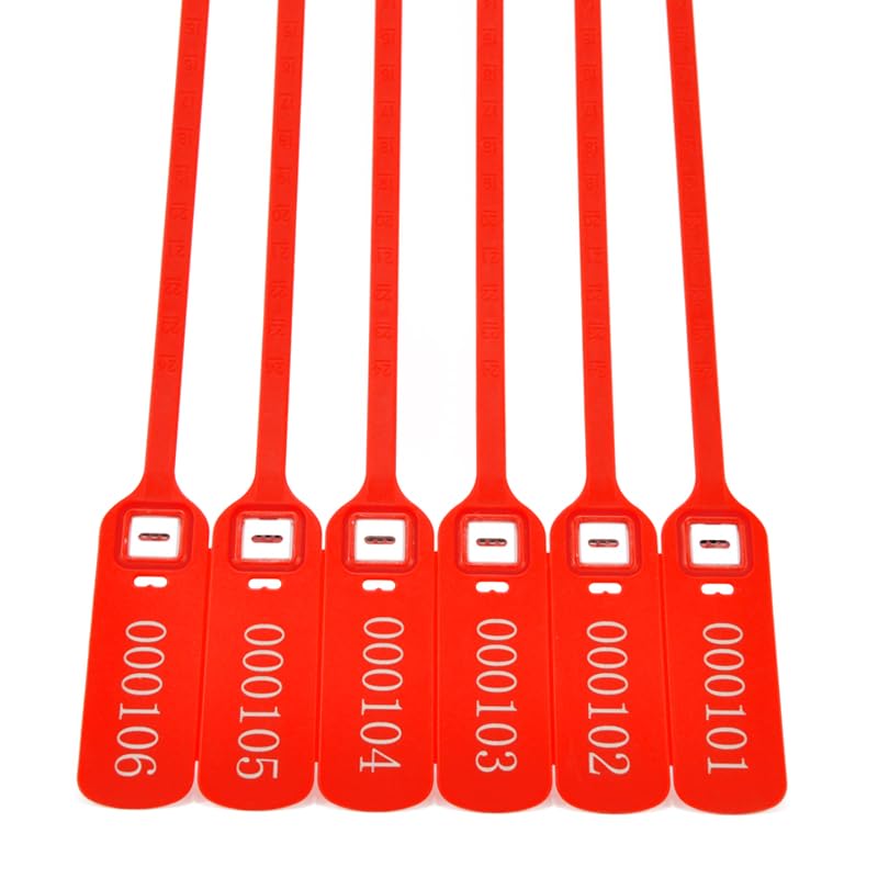 Etichette in plastica, sigilli ermetici numerati, blocco a clip, inserto in metallo, 400 mm, multicolore (rosso, 500 pezzi)