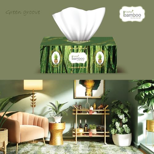 Image of Kosher Bamboo Facial Tissue Box - Pack of 4 - Made of Pure bamboo Pulp - 2 Ply - 100 pulls each (GreenGrove)