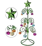 Liwein Iron Christmas Tree Christmas Ornament Display with Bells Wrought Iron Mini Desktop Decora...