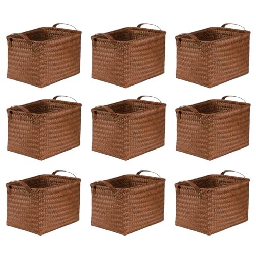 Image of BROWNLILY Handwoven Clothes Basket Laundry Hampers Large Wicker Storage Baskets for Shelves Blankets Closet Storage Bins Car Bedroom Bathroom Organizers and Storage Bath (9, Brown)