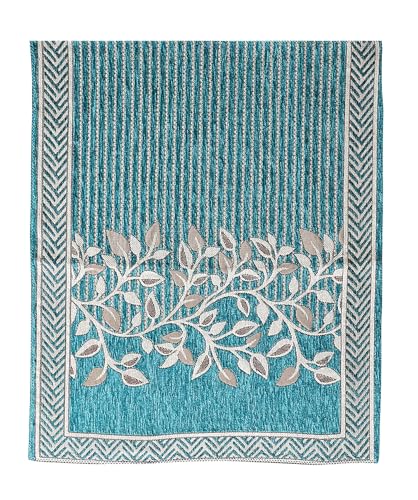 Image of Nendle Superior Velvet Floral Sofa Mat 4 Seater Set Cover Durable Protector for Living Room Sofa Set 2+2, Suitable for L Shape, Sectional and U Shape Sofa (Color Aqua, Pack of 2)