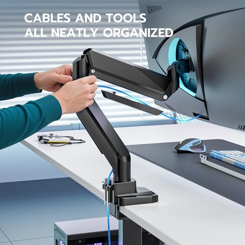 Image of Heavy Duty Single Monitor Mount for 13 inch-49 inch Curved Screens with USB, Black