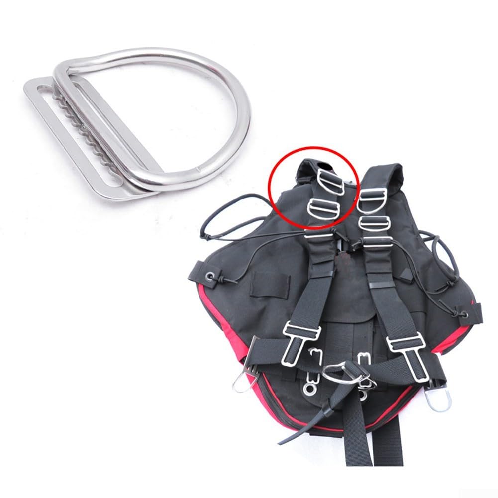 Anello a D in acciaio inossidabile 316 per cintura di sicurezza, ideale per immersioni subacquee Sidemount (2 pezzi)