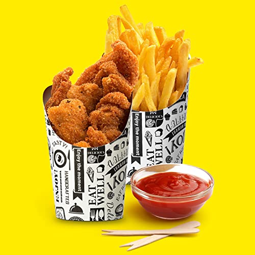 100 Pieces French Fries Holder Newspaper Paper Cones 14Oz Disposable Take Out Party Baking Waffle Paper Popcorn Boxes Sandwich Kraft Charcuterie Cups Paper Cups Ice Cream Cups For Wedding Food Trays #TOP3