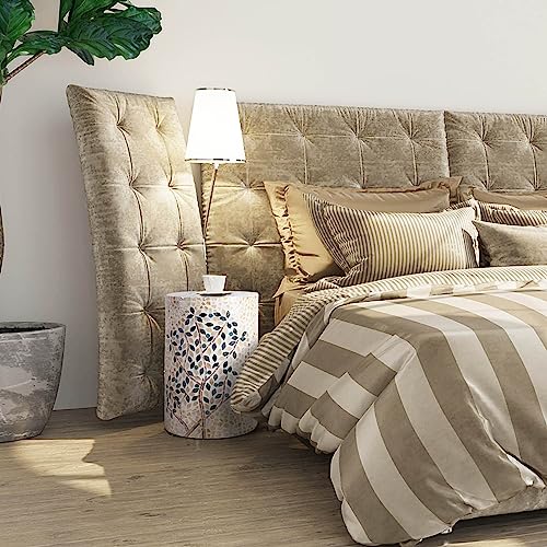 PEMAR Mother of Pearl Cylinder Drum End Table Nacre Side Stool Round Accent Table Coffee Bedside Nightstand and Vanity Stool (Olive Tree) PEMAR Mother of Pearl Cylinder Drum End Table Nacre Side Stool Round Accent Table Coffee Bedside Nightstand and Vanity Stool (Olive Tree)