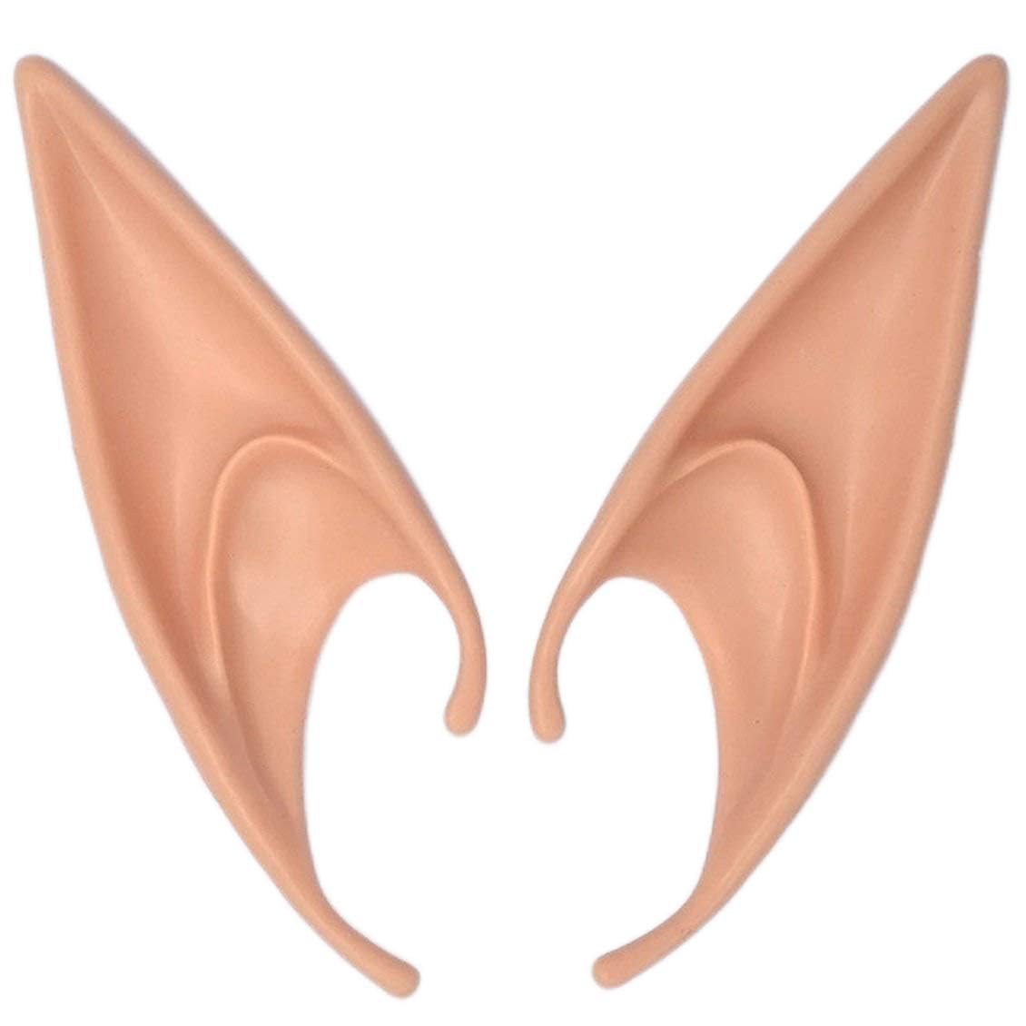 Meikakka Women's Cream-Coloured Pair Elf Ears Latex Soft Prosthetic False Ear Fairy Cosplay Accessories, Medium