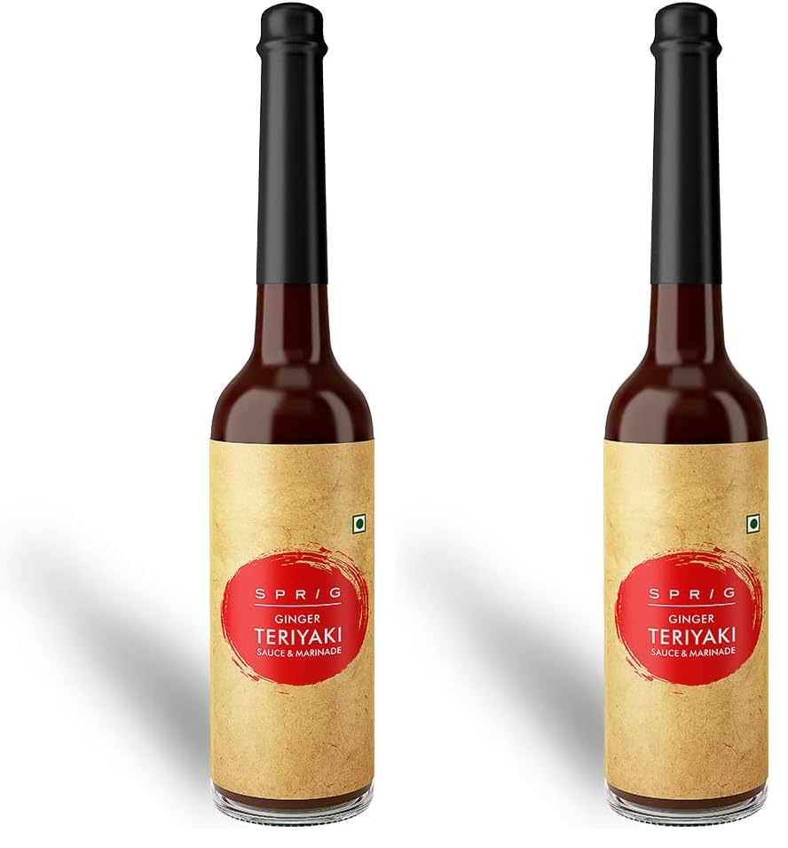Image of Sprig Ginger Teriyaki Sauce and Marinade 120g | Expensive But Authentic | From Fresh Ginger | Use as Teriyaki Dipping sauce, Marinade & Salad Dressing | Make Stir-fry bowls and Fried Rice (Pack of 2)