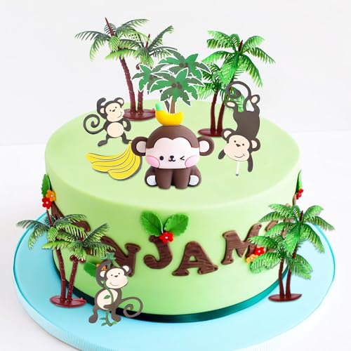 Lot de 11 décorations de gâteau en forme de singe pour anniversaire safari - 5