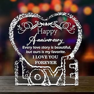 Shoppawhile Wedding Anniversary Presents for Wife Husband Anniversary Presents for Him Her Happy Anniversary Crystal Engraved Keepsake Valentines Gifts for Couple