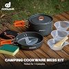 Odoland 9pcs Camping Cookware Non-Stick Lightweight Camping Pots and Pans Set with Plastic Bowls Soup Spoon for Camping, Backpacking, Outdoor Cooking and Picnic #5