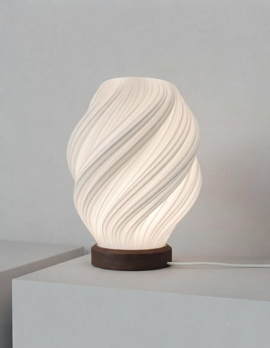 Osm Wave Design LED Table Lamp Warm White, 203x152 mm | Spiral Twisted Shade, Warm Glow Ambience, Sturdy Stable Base, Bedside Night Light, Modern Decor Accent-image-12