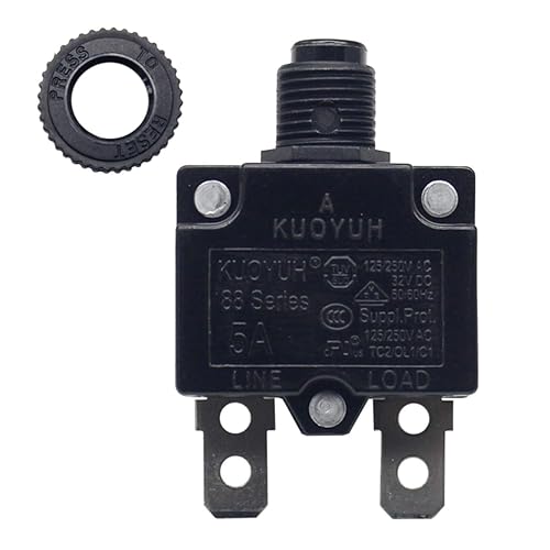 KUOYUH Serie 88 125250VAC 32VDC 5060Hz Disyuntor de sobrecarga térmica con tapa antipolvo impermeable 3-30A (5A 1pc)