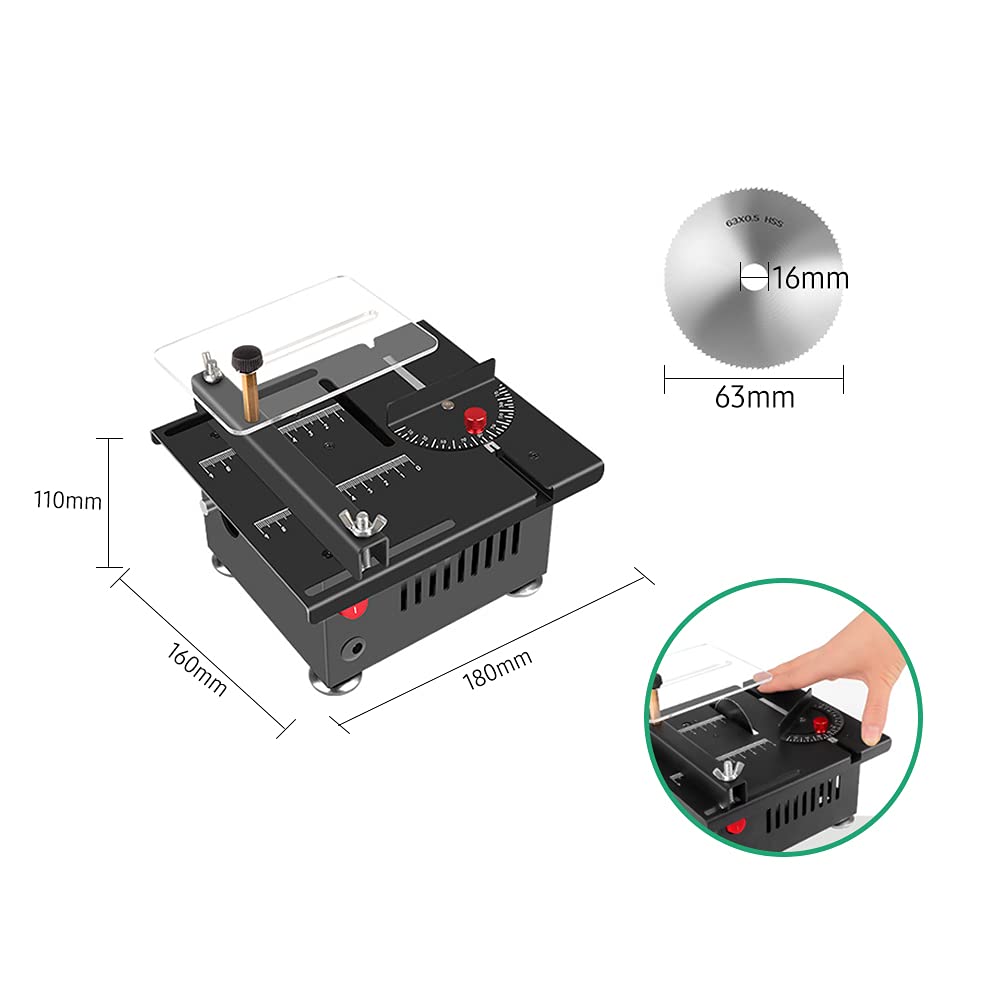 100W Multi-Functional Table Saw Mini Desktop Electric Saw Cutter Speed & Angle Adjustable Liftable B 16MM Cutting Depth with B Flexible Shaft and More Accessories for Wood Plastic Acrylic - Image 2