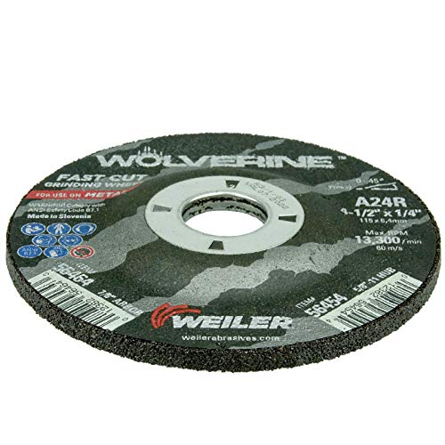 Image of Weiler 56464 4-1 /2 inch X 1 /4 inch Wolverine Type 27 Grinding Wheel, A24R, 7 /8 inch A.H. (Pack of 10)
