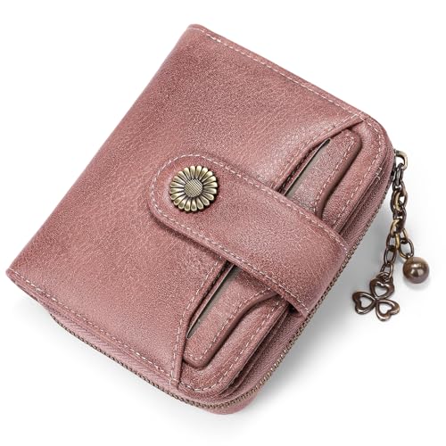 SENDEFN Geldbörse Damen Klein,Geldbeutel Frauen Veganes Leder,mit Münzfach Kleines Zipper Brieftasche Kartenhalter mit RFID Blocker