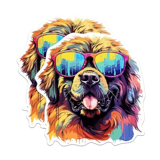 (2 Pack) Leonberger Dog Stickers - Leonberger with Sunglasses - Choose FromOver 100 Dog Breeds - 5 Inches On Longest Side - Premium Vinyl - Made in USA - BMCS0366