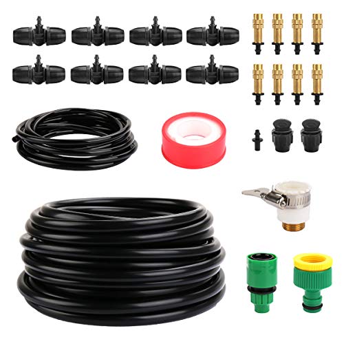Rommeka Water Irrigation System for Garden, 1/2 and 1/4 Blank Distribution Tubing Hose DIY Drip Irrigation Kit, Automatic Irrigation Equipment Set for Garden, Greenhouse, Flower Bed, Lawn, Patio