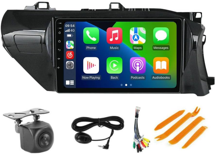 8Core 2+32GB 10" IPS Touch Screen Android Car Stereo for Toyota Hilux 2015-2020(Right Hand) Car Radio Built-in Car-Play Android Auto GPS Navigation Dash Kit