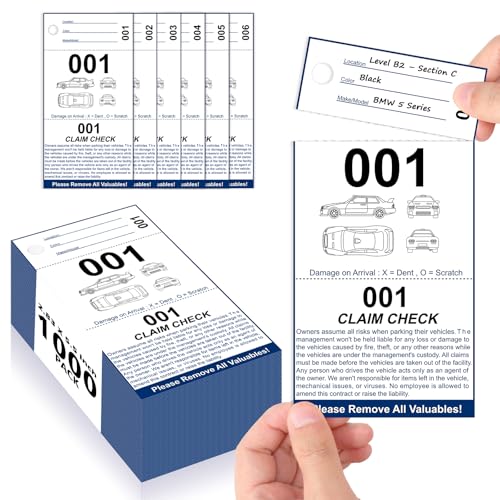 Boletos de estacionamiento de valet de 3 partes para eventos y restaurantes