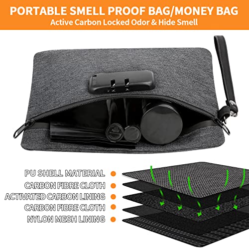 Smell Proof Bag, Smell Proof Containers With Combination Lock, Smell Proof Stash Bag, Money Safe Organizer, Odor Proof Case Storage Bags For Travel, Smell Proof Pouch With Smell Proof Baggies (Black) #TOP2
