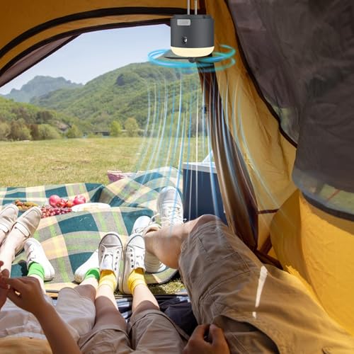 Lampe de tente ventilateur camping nomade et lanterne LED rechargeable - 4