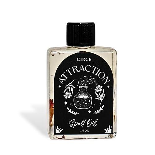 CIRCE Attraction Spell Oil - Enhance Magnetic Energy, Invite Positivity & Love - Add to Bath, Use in Rituals, Wear as Fragrance to Align w/Desires - Rose Petals, Cinnamon Chips & Grapeseed Oil- 1/2oz - Attraction