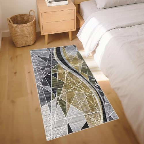Tapis lavable en machine gris vert contre taches de couloir - 7