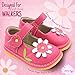Little Mae's Boutique Mary Jane Pink with White Flower Squeaky Shoes for Toddler Girls, Ideal Toddler Walking Shoes with Removable Squeaker and Adjustable Strap - Flexible Sole Baby Shoes (4)