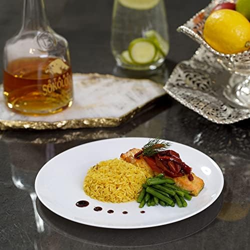 STACKABLES ~ Pack of 20 White Plates ~ 10.5 Inch Round Hard Plastic Reusable Plate ~ Multi-Purpose Lunch & Dessert Plates for Weddings Parties & Catering