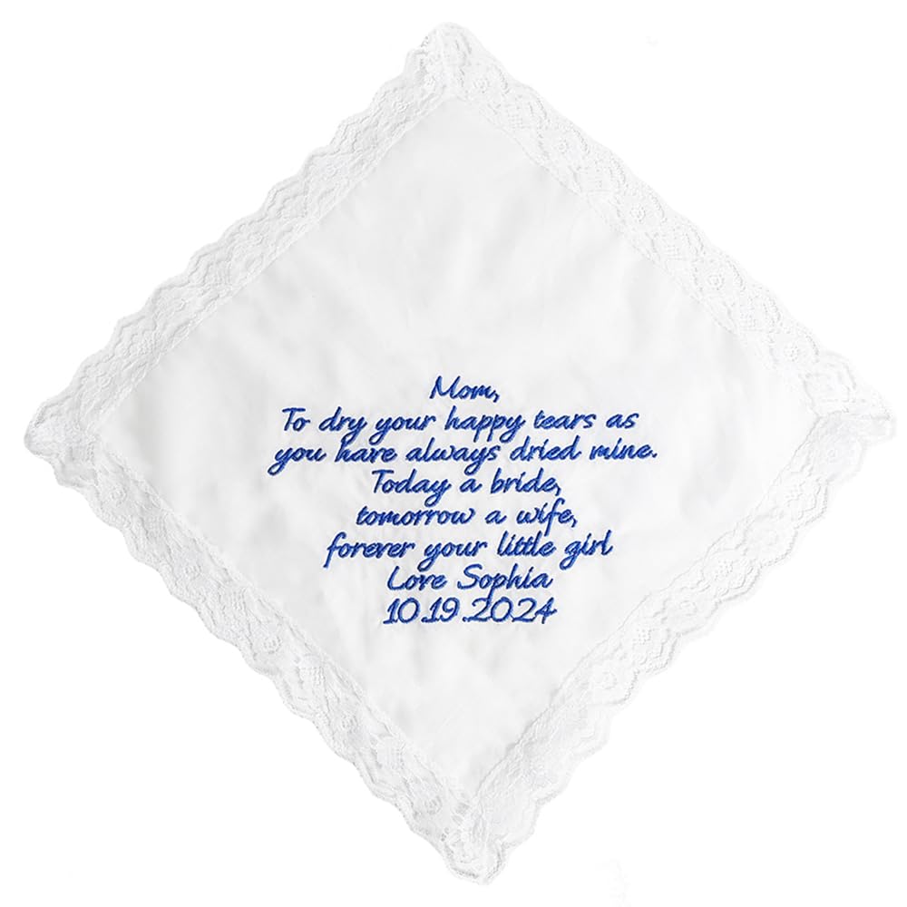 Custom Embroidered Handkerchief with Your Own Words,Unique Bridal Gift for Happy Tears,Personalized Wedding Hankie Gift for Bridal,Friends,Family