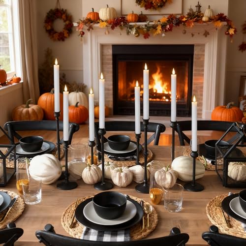Image of GenSwin Rechargeable Flameless Taper Candles with Charging Base, 6 Pack White LED Taper Candles Battery Operated with 2 Remote Timer, Real Wax Flameless Candlesticks for Holiday Christmas Home Decor