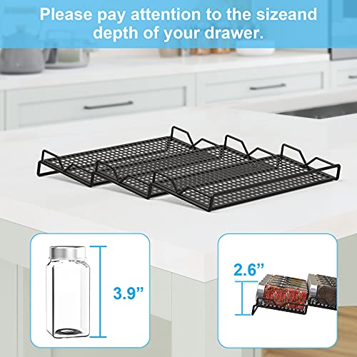 Auledio Spice Rack Organizer, 3 Tier Slanted Seasoning Rack Jars Storage , Black(2 Pack) - Thumbnail 4