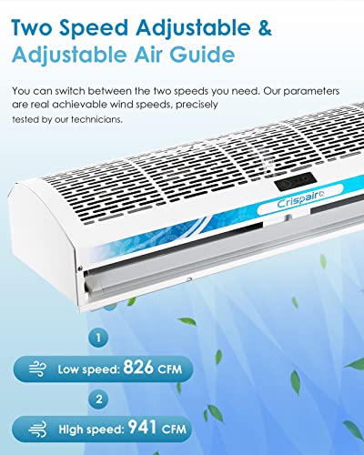 Crispaire 36'' Air Curtain 2 Speeds 2953 Fpm Super Power Remote Control Included Commercial Indoor Easy-Install Industrial 110V (36'') #TOP3
