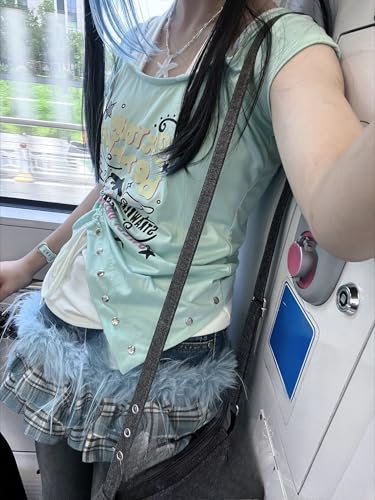 Image of Kawaii Cutecore Harajuku Y2k 2000s Tops Summer Preppy Aesthetic Alt Goth Emo Short Sleeve Graphic Tees