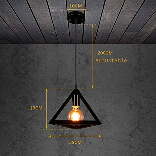 Image of JACKAL Metal Vintage Triangle Shape Pendant Light |Hanging Ceiling Light with Braided Cord | Decorative Fancy Lights for Home,Living Room,Cafe,Restaurants & Bar -Pack of 3