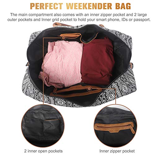 Oflamn Weekender Bag for Women Carry-On Luggage Bohemian style Duffle Bag Overnight Bags 3-4 Day' Travel Bags with Separated Shoes Compartment