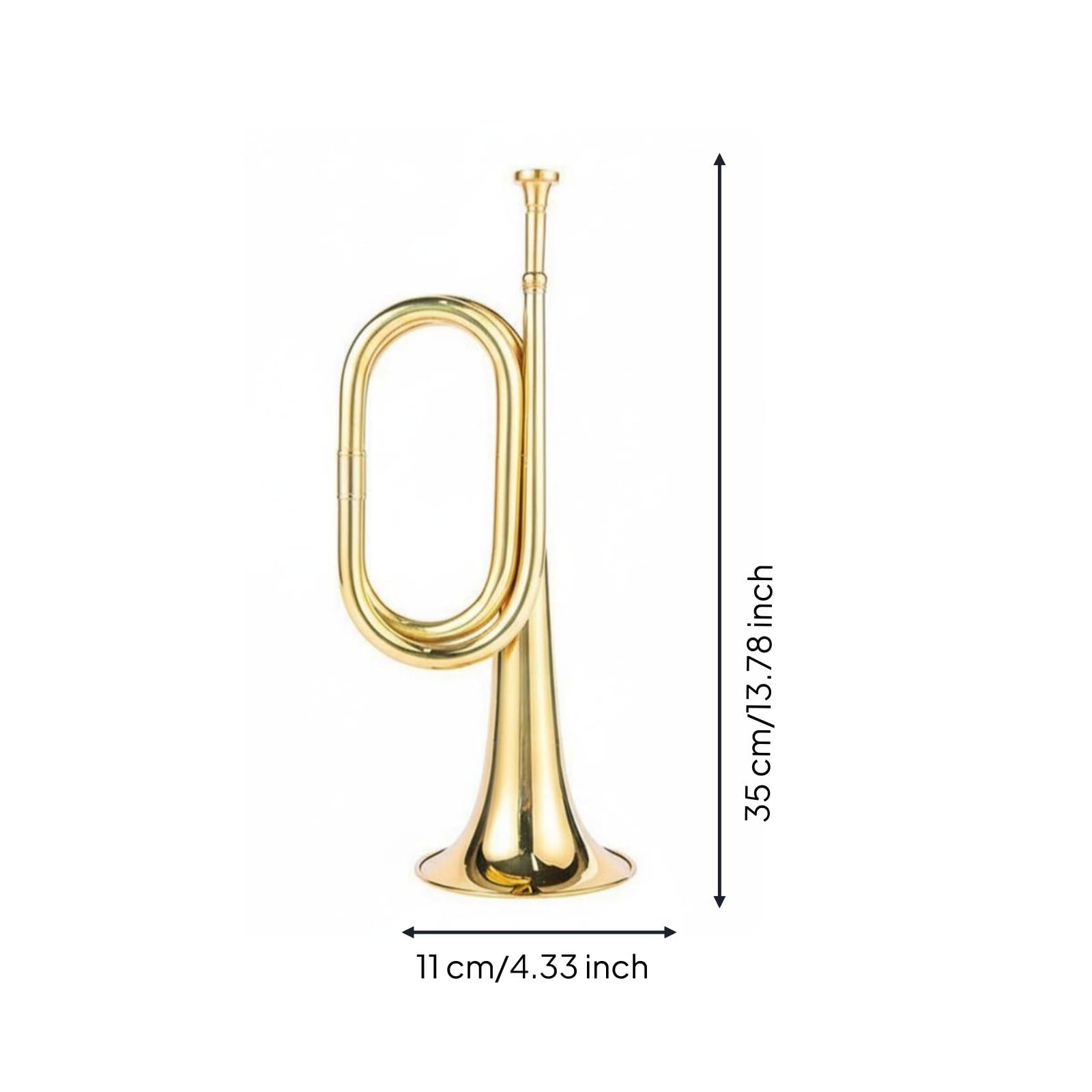 TISHITA Tromba Ottone Bugle Strumento a Fiato Corno Senza Pistoni Corpo in Ottone Lucidato Design Facile da Suonare Adatto per Bande Scolastiche Cerimonie, Grande, Mp Originale