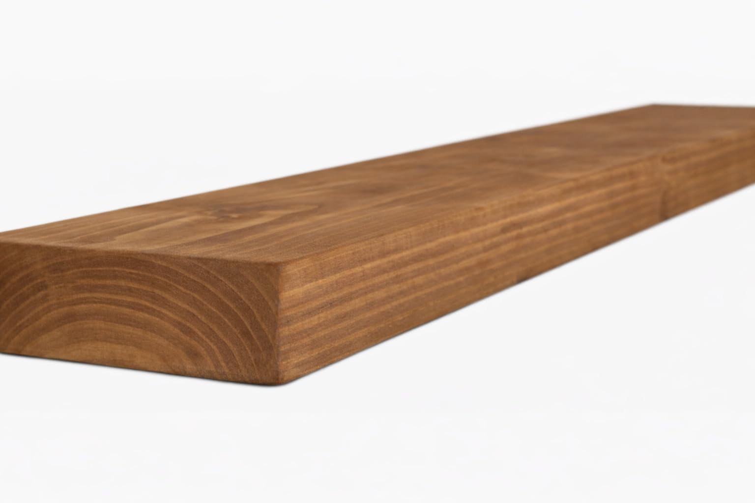 Rustic Floating Shelf, Solid Pine, 6 x 2 inches (Brown Mahogany, 30 cm)