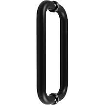 Back to Back Frameless Glass Shower Door Pulls, Fits 6-12mm1/4"-1/2" Thickness Glass Doors, 8 Inch Mounting Hole Distance, Matte Black 304 Stainless Steel Door Handles for Bathroom