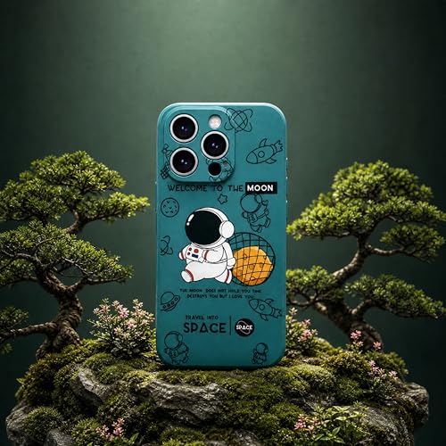 Image of SEJU STORE Cosmic Silicone Astronaut Case for iPhone 11 Pro, Cute Soft Touch Designer Protective Cover, AstroShield Shockproof Defense with Matte Anti-Slip Grip | Astro Moss