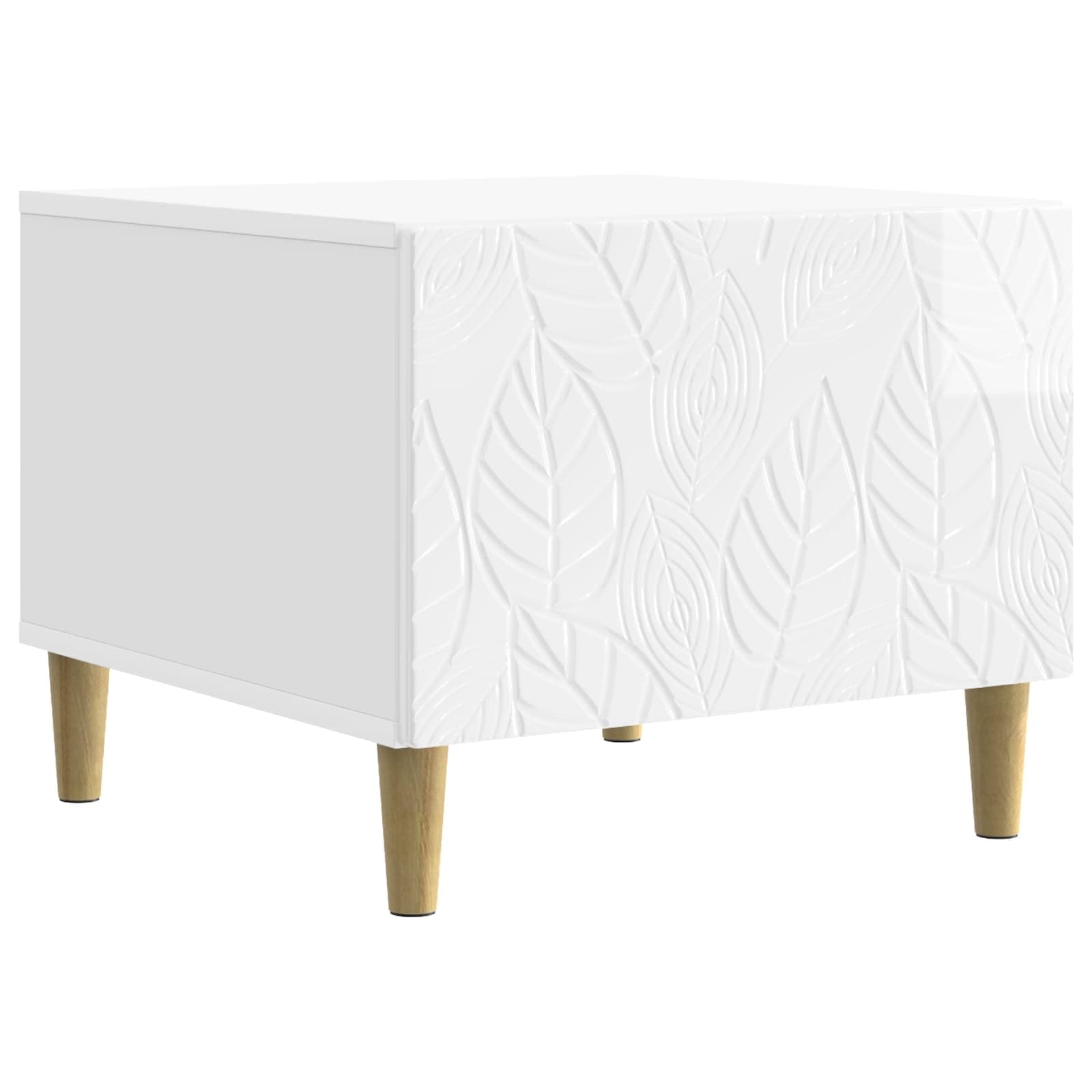 Table basse blanche brillante en bois 50x49x40 cm avec tiroir pour salon moderne