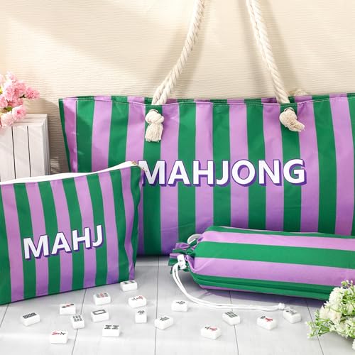 FYSUIMU Bolsa para Mahjong Rayas Verde y Púrpura miniatura 5