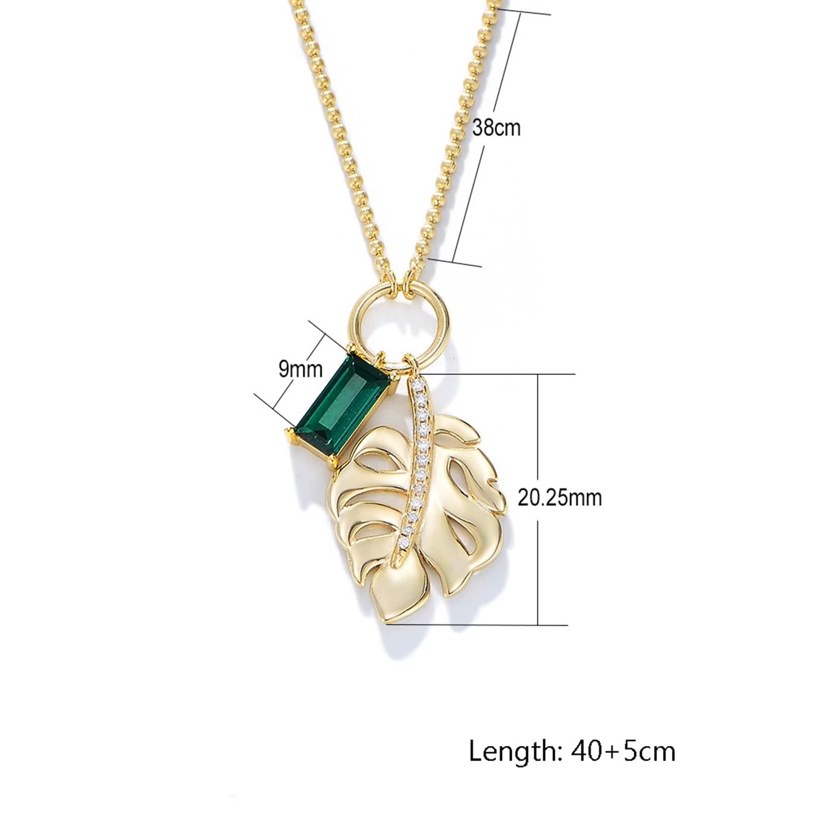 Collana Oro Vero Donna, Collana Lunga Moda Verde Smeraldo Creato In Laboratorio Catenina Oro Giallo 9K/14K/18K con Moissanite Partire 40+5cm