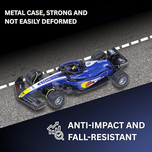 Image of Formula RC Racing Car for Kids 1:64 Scale Age 6+ Years | Mini Rechargeable Remote Control Sports Car with APP Control, LED Lights, 3 Speed Modes & Type-C Charging (Blue & White)