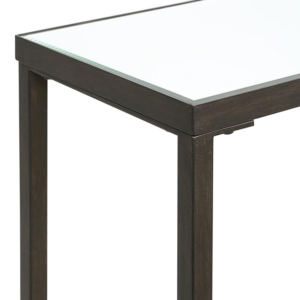 Console Uttermost Hayley En Verre Miroir Et Transparent, Cadre Noir, 152cm - Élégante Pour Entrée Ou Salon