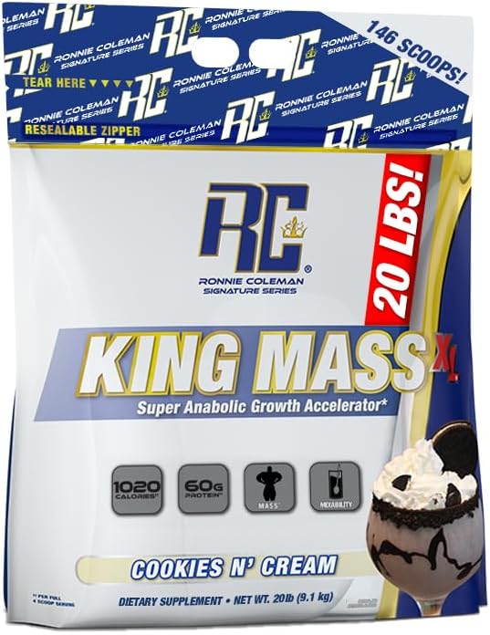 Ronnie Coleman Signature Series King Mass XL Mass Gainer - Proteína en polvo, ganador muscular, 2.16 onzas de proteína, 6.35 oz de carbohidratos,